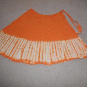 Orange and white  100 % Rayon Wrap around Skirt